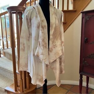 Pink Lotus Womens Small Yoga Longsleeve Sweater Wrap Tie-dye Mauve Tan